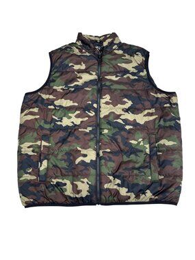 Swiss+Tech Men's Camo Full Zip Puffer Vest Quilted Lightweight Pockets, Size XL